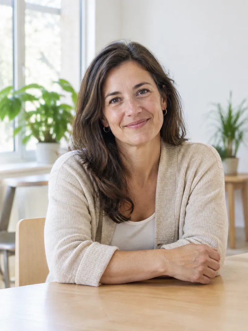 Sozialarbeiterin in einem hellen Gemeinschaftsraum